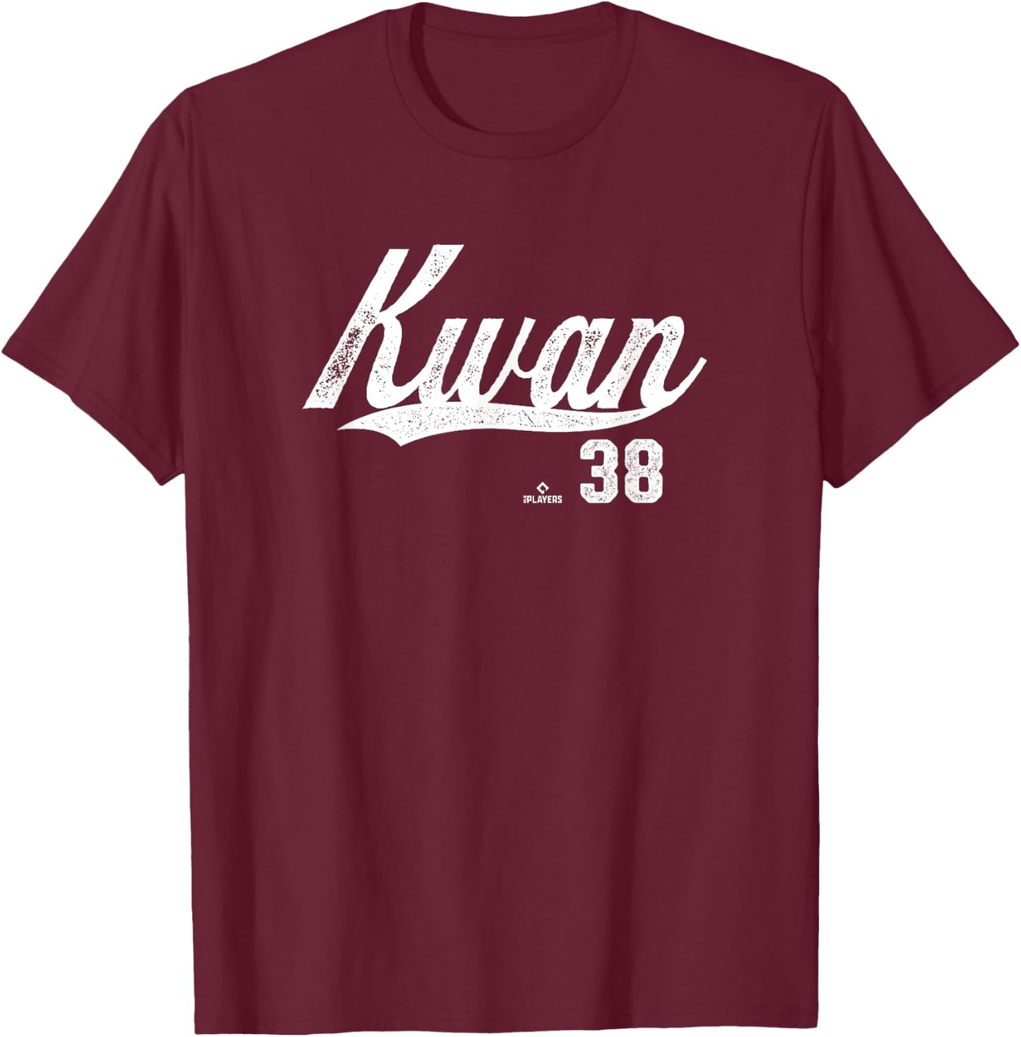 Distressed Swoosh Steven Kwan Cleveland Baseball MLBPA T-Shirt - T-Shirt | Maroon