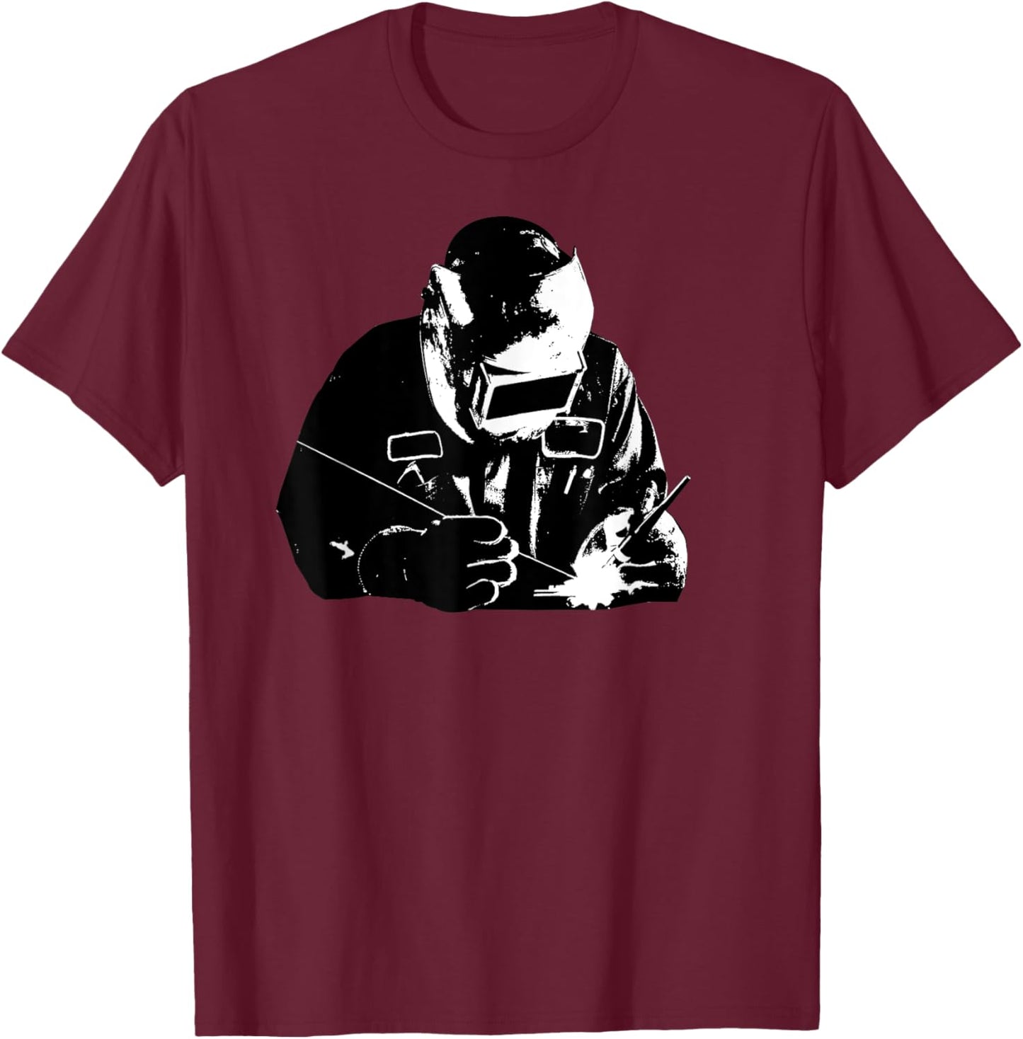 Welder Silhouette Shirt | Cute Shadow Craftsman Gift T-Shirt - T-Shirt | Maroon