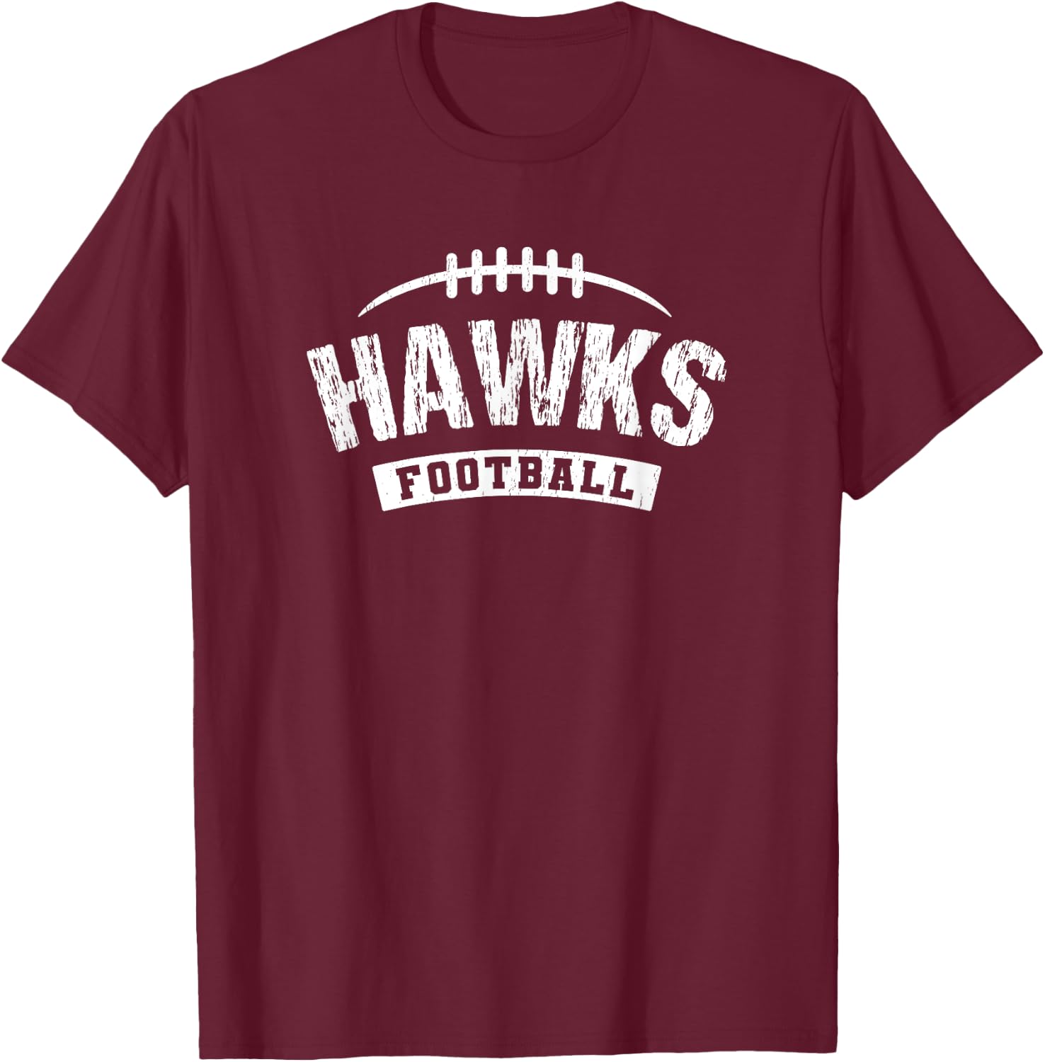 Hawks Red Oak Football Distressed HS T-Shirt - T-Shirt | Maroon