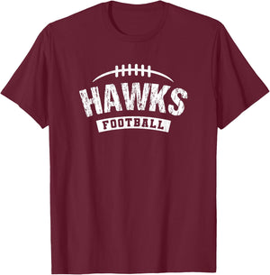 Hawks Red Oak Football Distressed HS T-Shirt - T-Shirt | Maroon