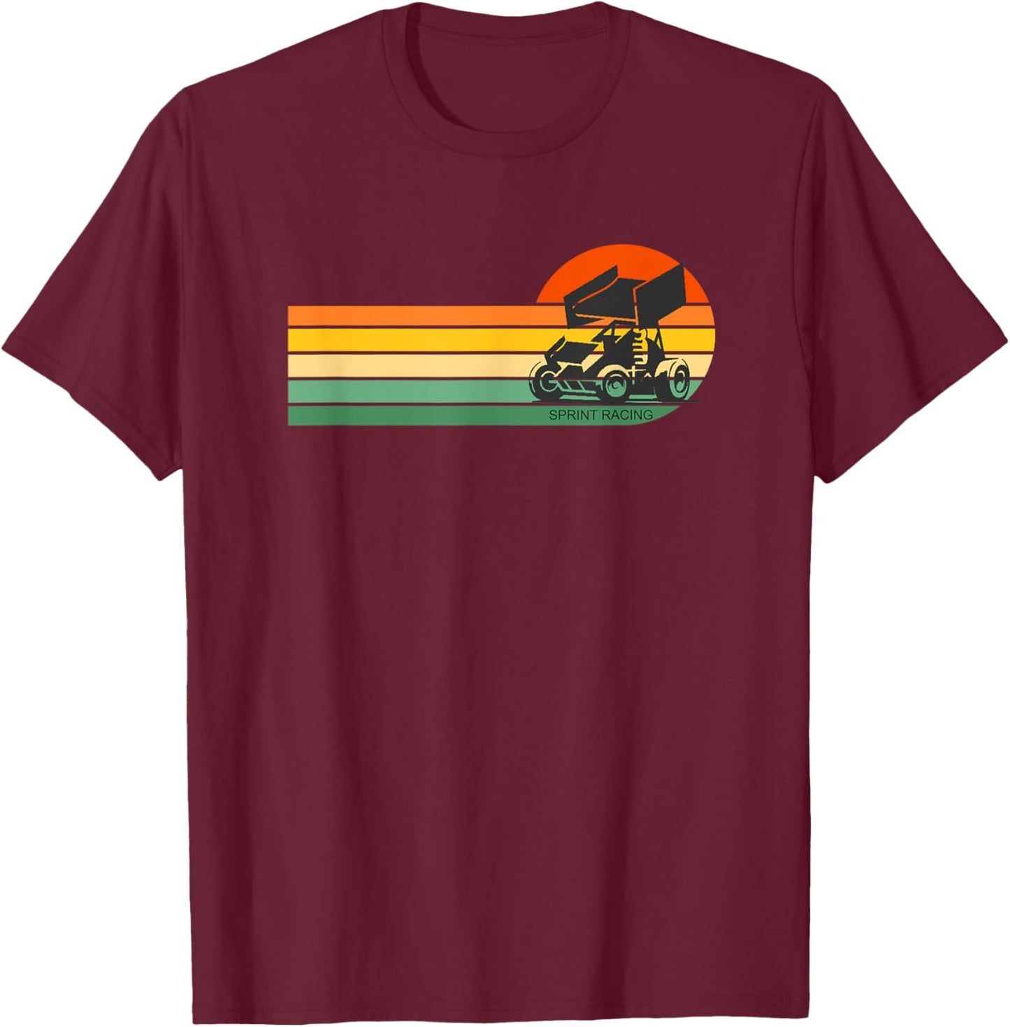 Retro Sprint Car Dirt Track Racing Racetrack T-Shirt - T-Shirt | Maroon
