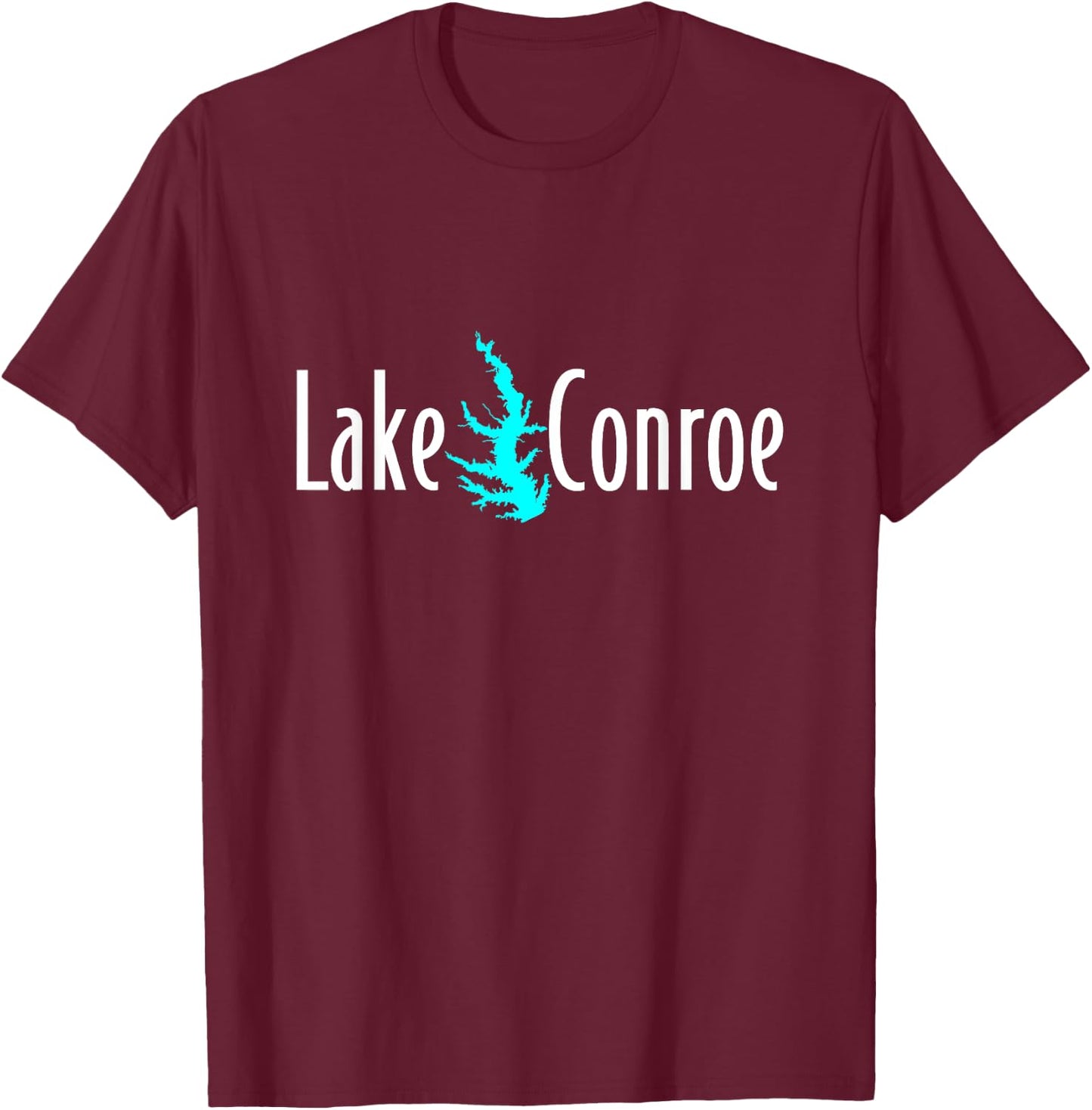 Minimalist Lake Conroe - Texas T-Shirt - T-Shirt | Maroon