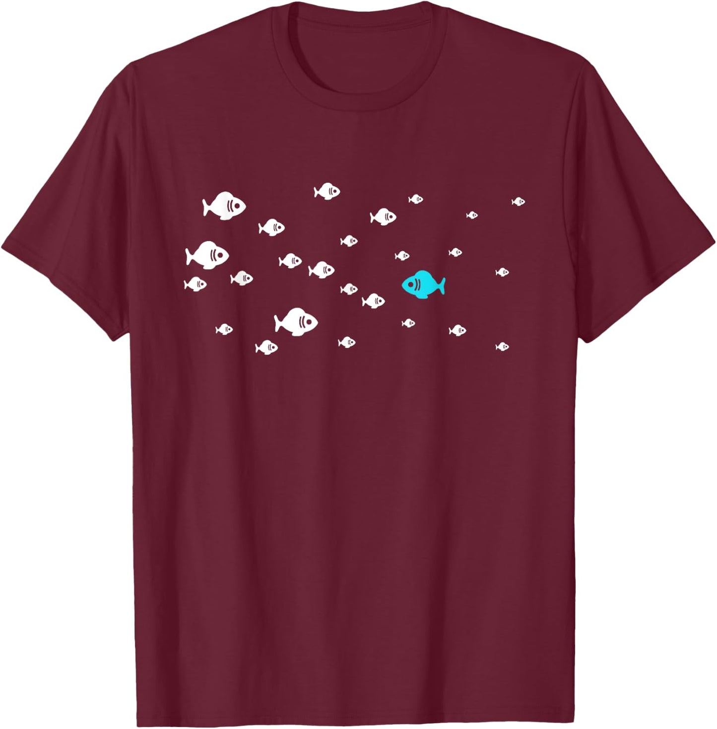 Fish Swim Against The Current In The Sea - Think Differently T-Shirt - T-Shirt | Maroon