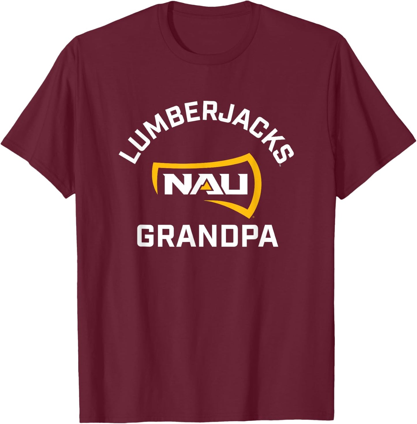 Campus Lab NAU Lumberjacks Arched Grandpa - Black, -Adults, Short Sleeve, , College-Team-Logo T-Shirt - T-Shirt | Maroon
