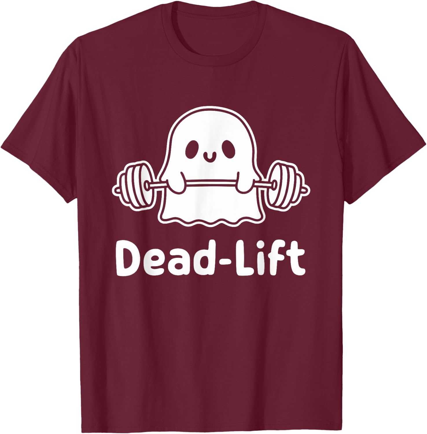 Dead Lift Funny Ghost Gymer Halloween Weight Lifting Workout T-Shirt - T-Shirt | Maroon