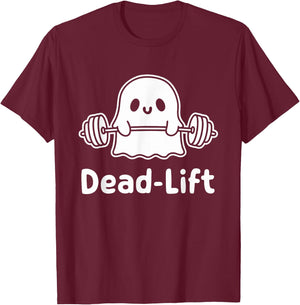 Dead Lift Funny Ghost Gymer Halloween Weight Lifting Workout T-Shirt - T-Shirt | Maroon