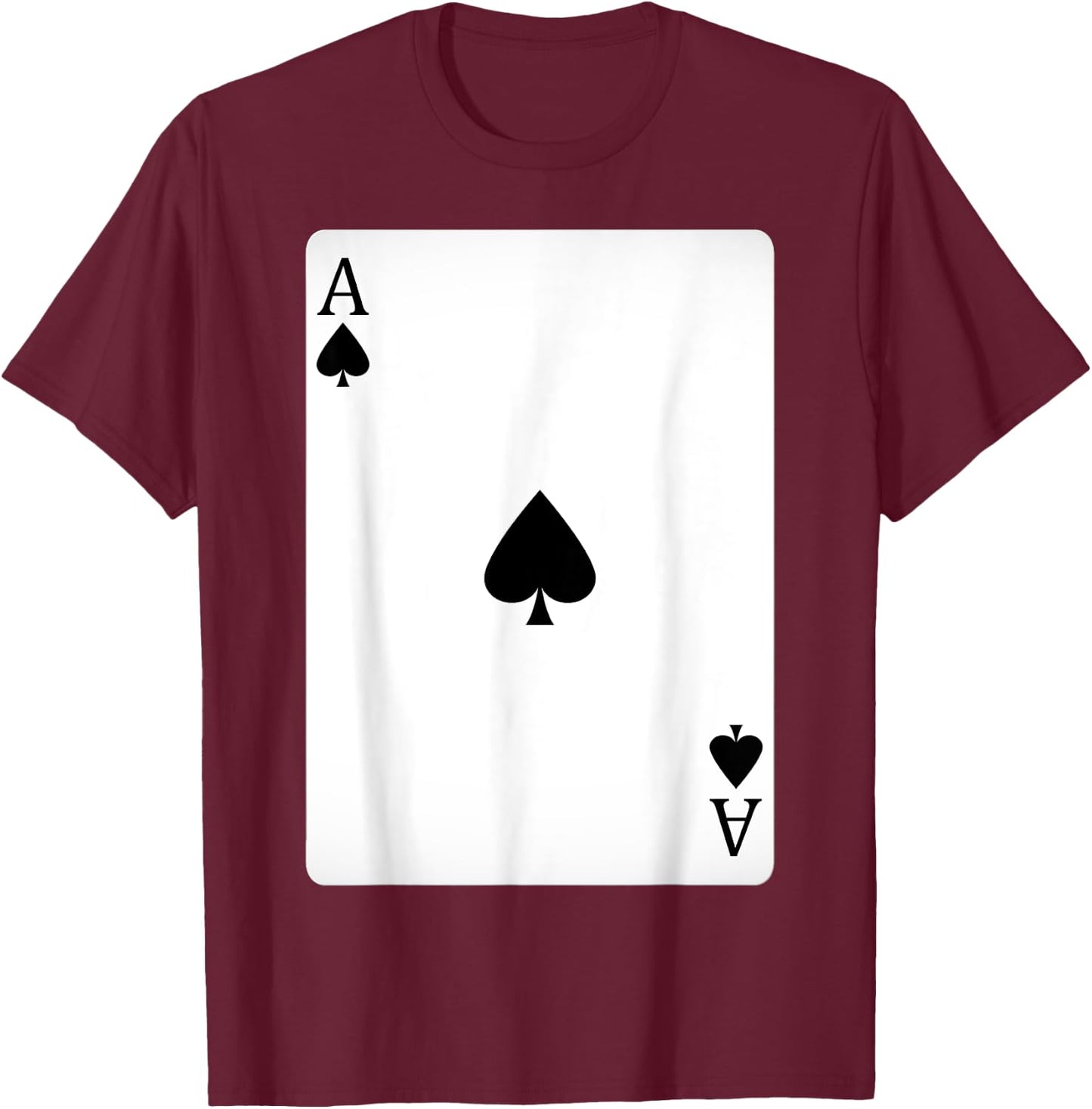 Ace of Spades Playing Cards Shirt Easy Halloween Costume T-Shirt - T-Shirt | Maroon