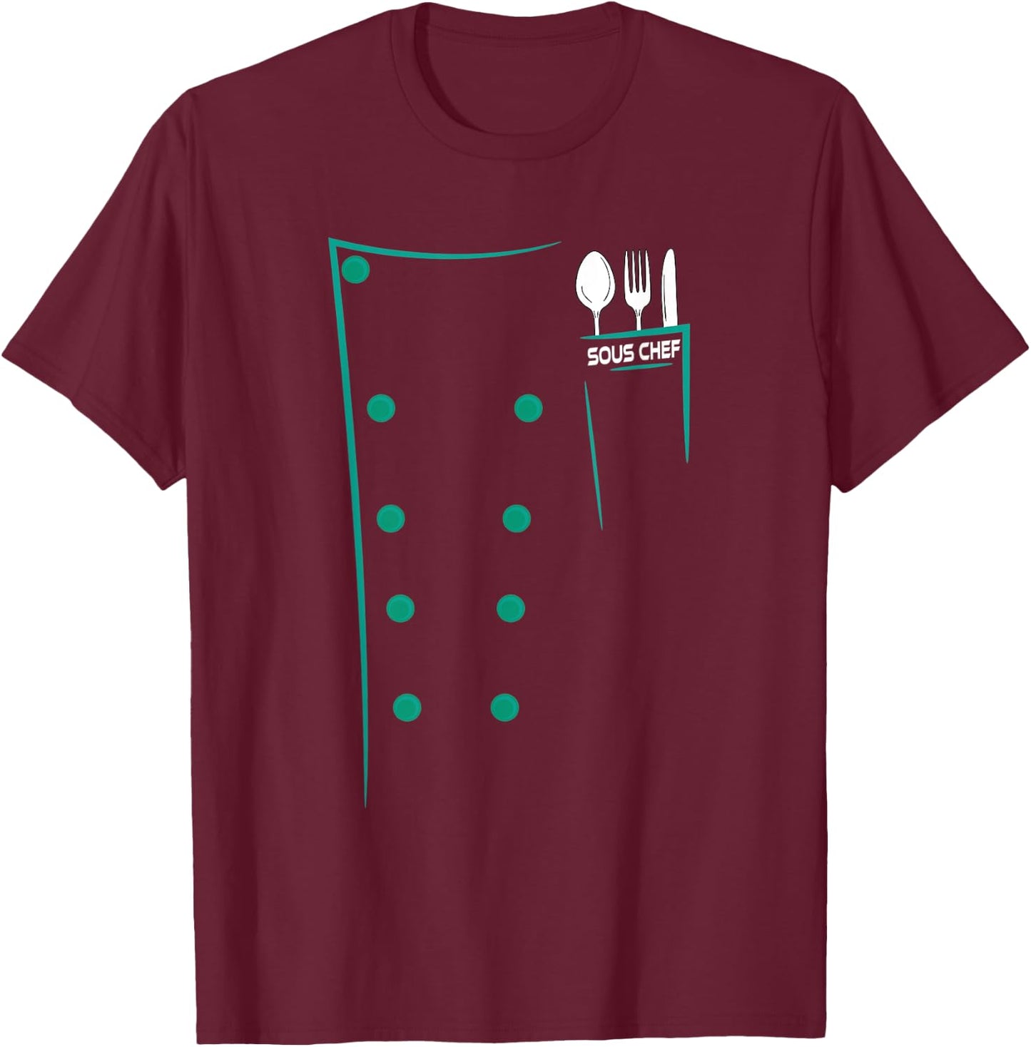 Sous Chef Culinary Utensils Design Outfit T-Shirt - T-Shirt | Maroon