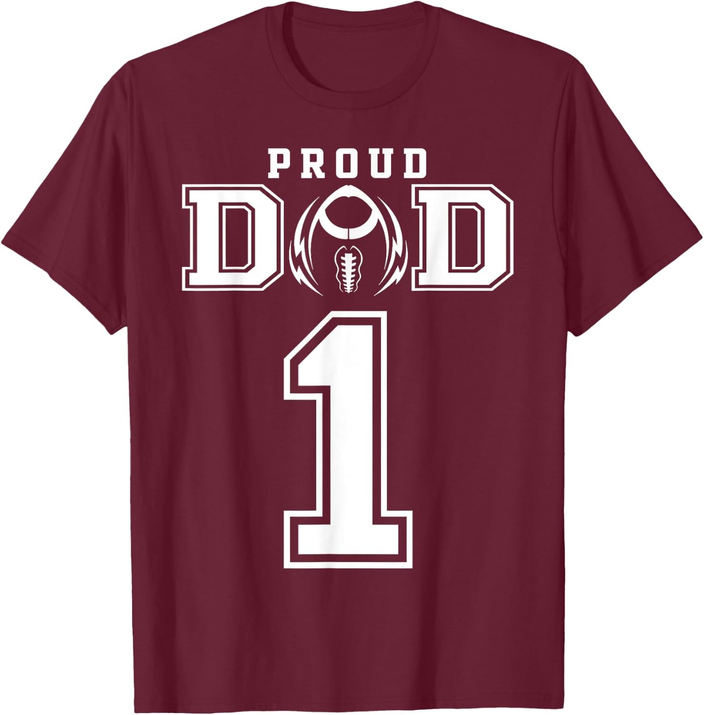 Custom Proud Football Dad Number 1 Personalized T-Shirt - T-Shirt | Maroon