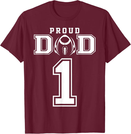 Custom Proud Football Dad Number 1 Personalized T-Shirt - T-Shirt | Maroon