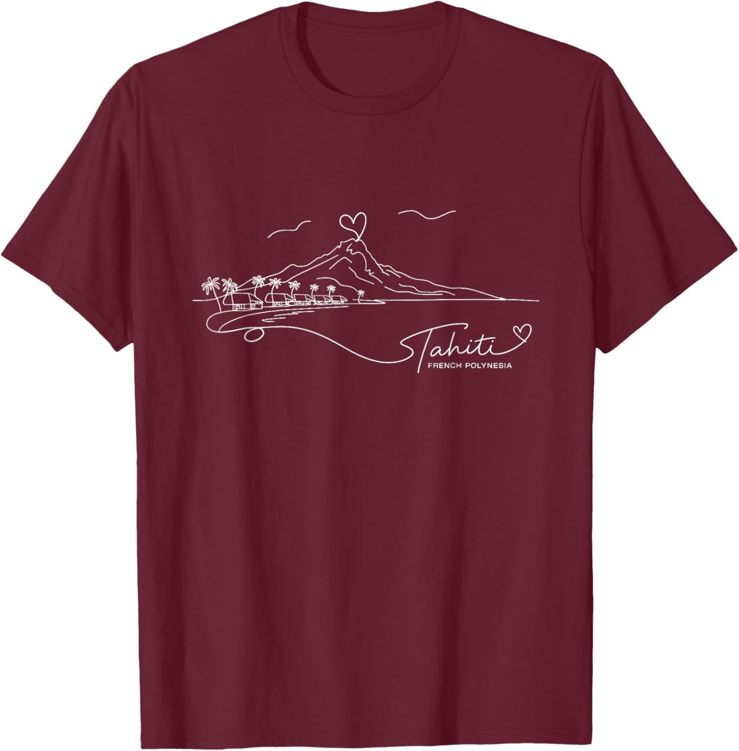 Tahiti French Polynesia Signature Heart Art Souvenir T-Shirt - T-Shirt | Maroon