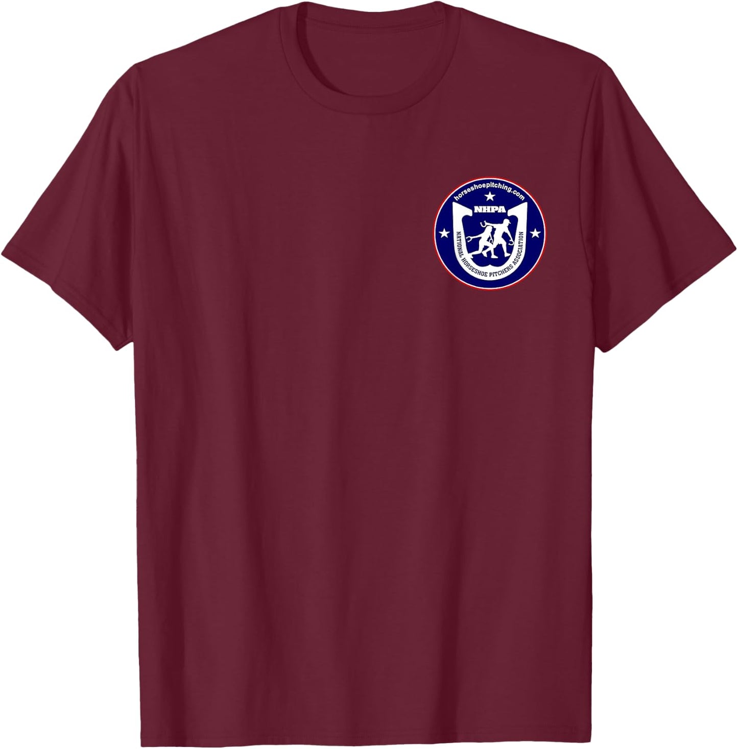 National Horseshoe Pitchers Association NHPA Logo on Front T-Shirt - T-Shirt | Maroon