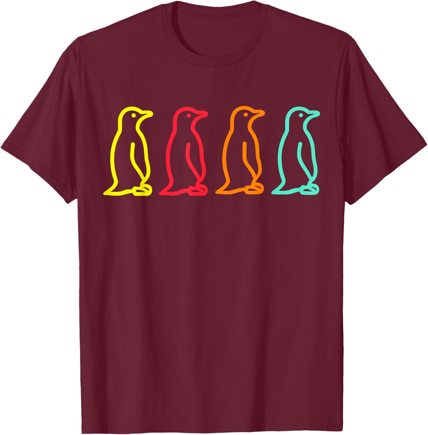 Penguin Retro T-Shirt - T-Shirt | Maroon
