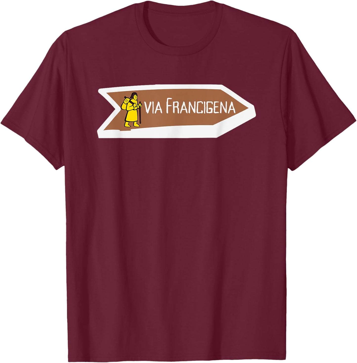 Via-Francigena Pilgrim Keepsake T-Shirt - T-Shirt | Maroon