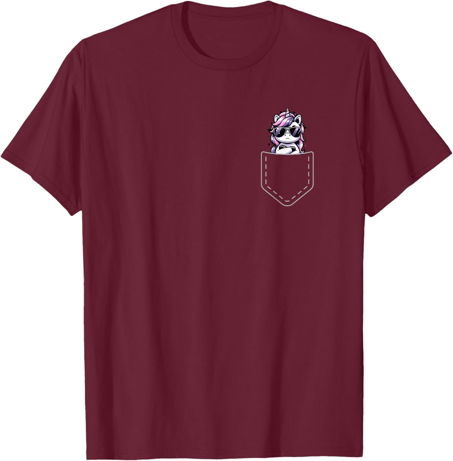 Kawaii Anime Pocket Unicorn Kids T-Shirt - T-Shirt | Maroon
