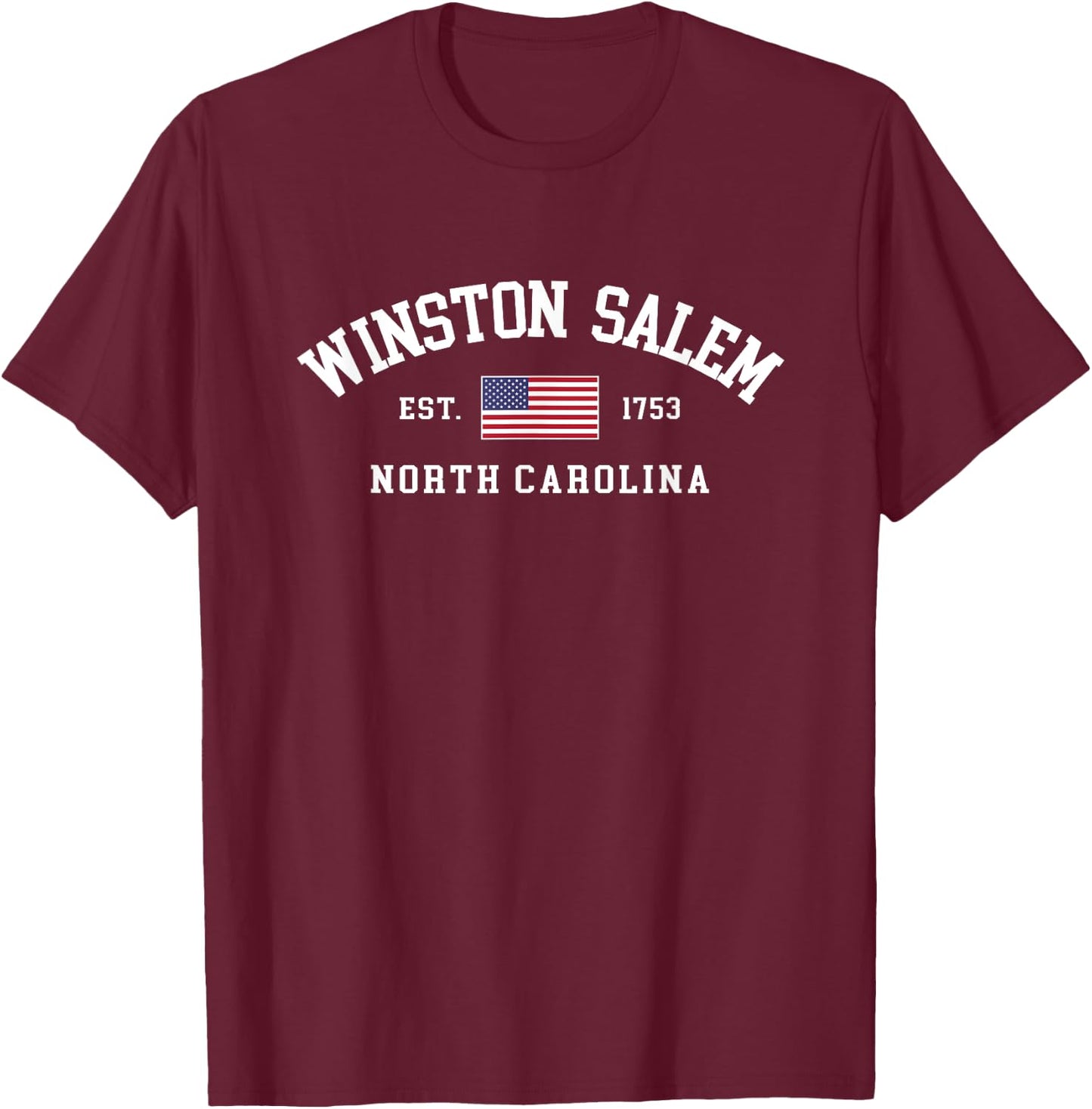 Vintage Winston Salem North Carolina July 4th US Flag Retro Women Kids Men T-Shirt - T-Shirt | Maroon