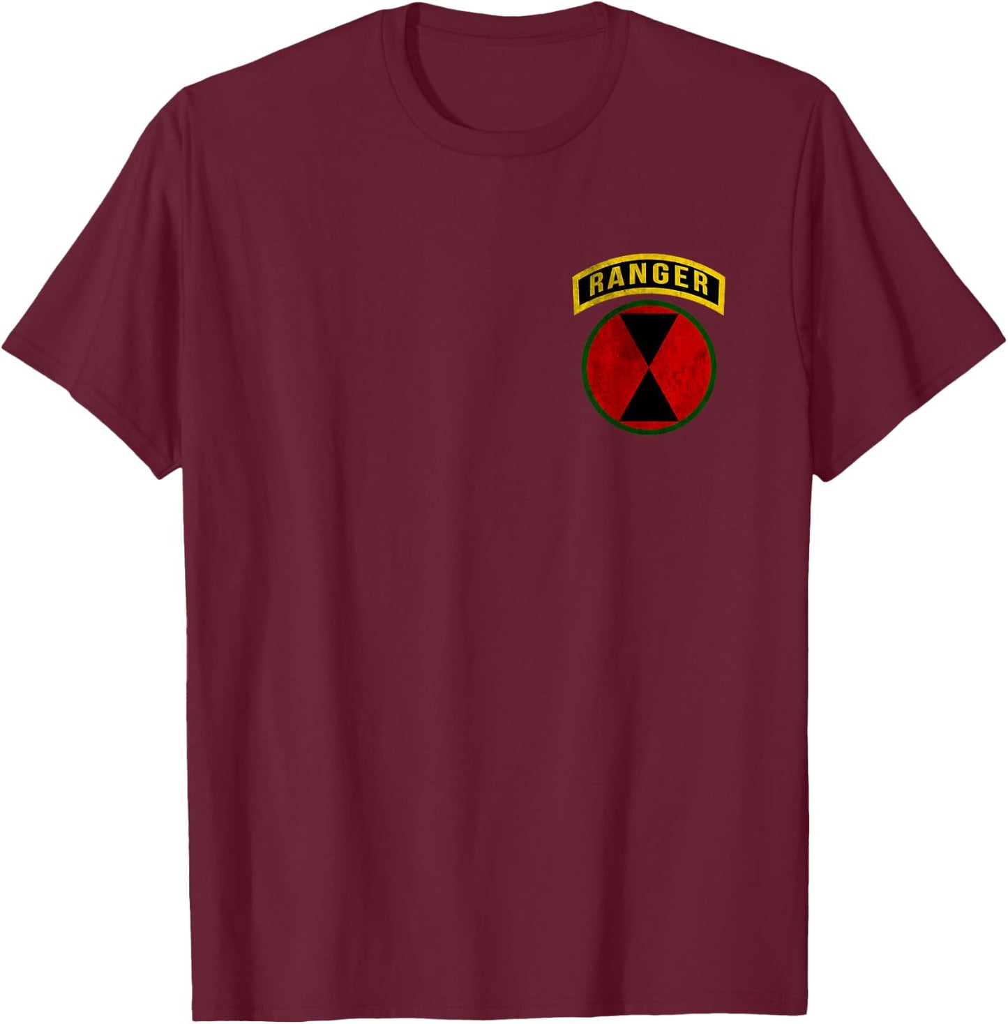 7th Infantry Division Ranger Tab Logo Military Veteran Xmas T-Shirt - T-Shirt | Maroon