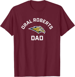 Oral Roberts University ORU Golden Eagles Arched Dad T-Shirt - T-Shirt | Maroon
