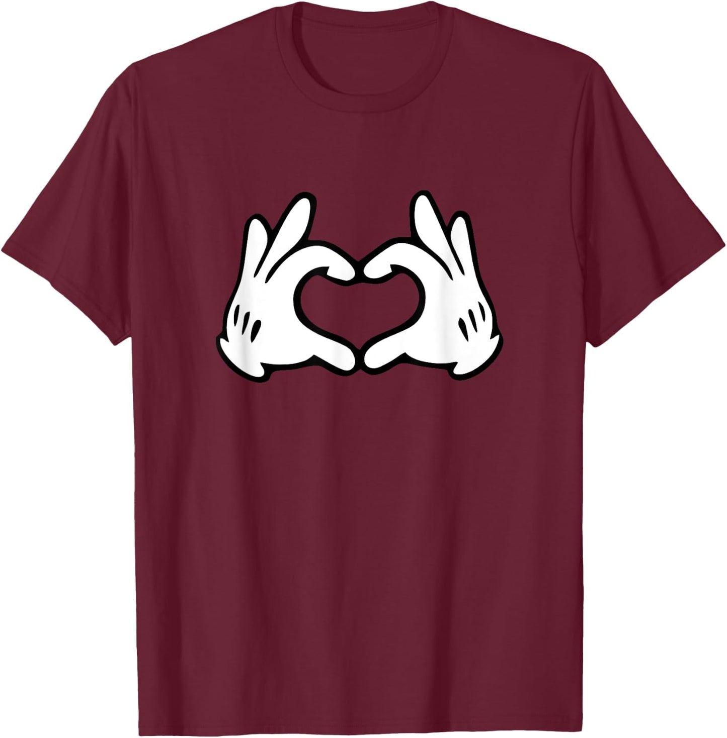 Heart Cartoon Hands Form A Heart T-Shirt - T-Shirt | Maroon