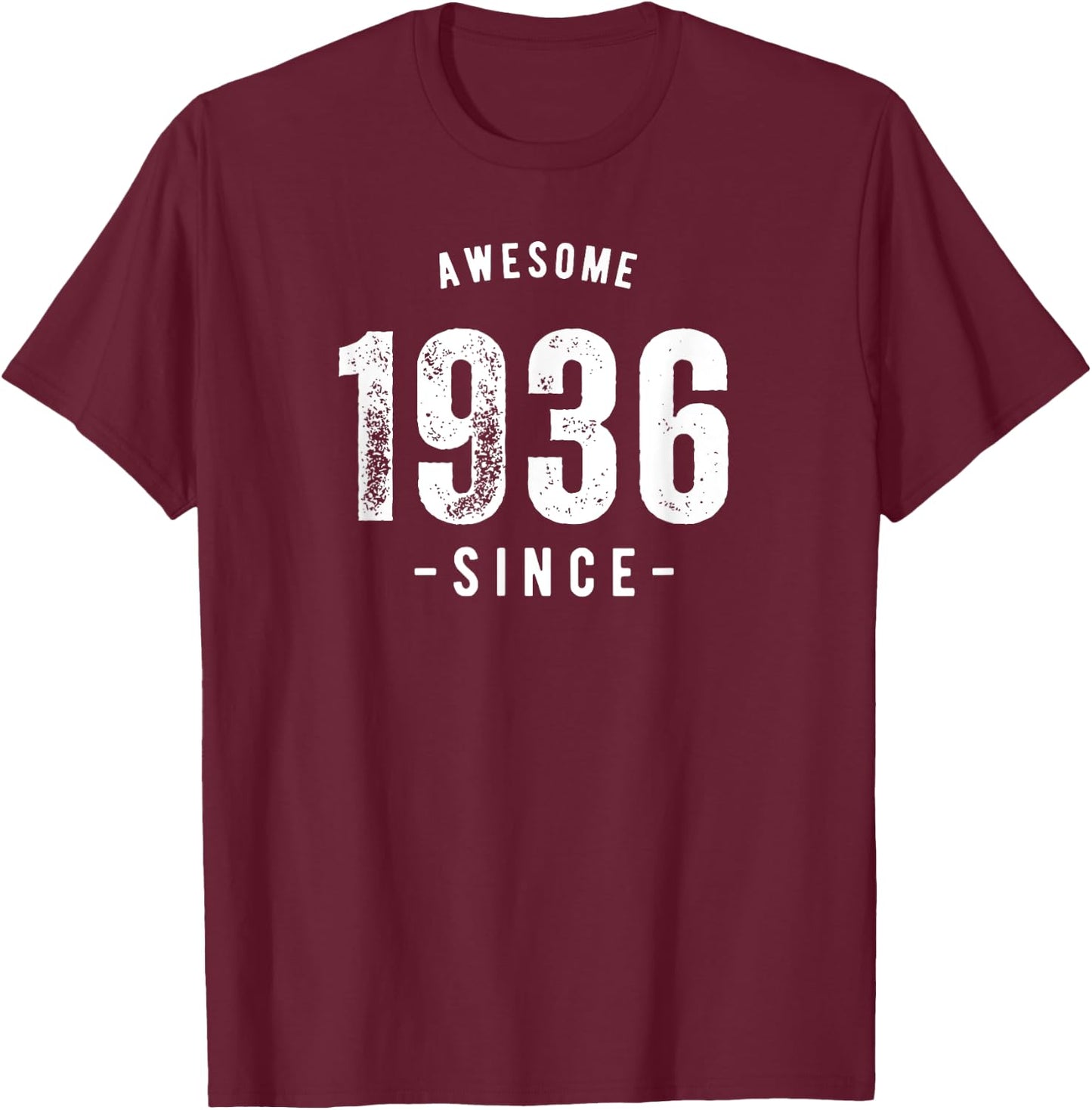 Awesome Since 1936, Born In 1936 Vintage Retro Birthday T-Shirt - T-Shirt | Maroon