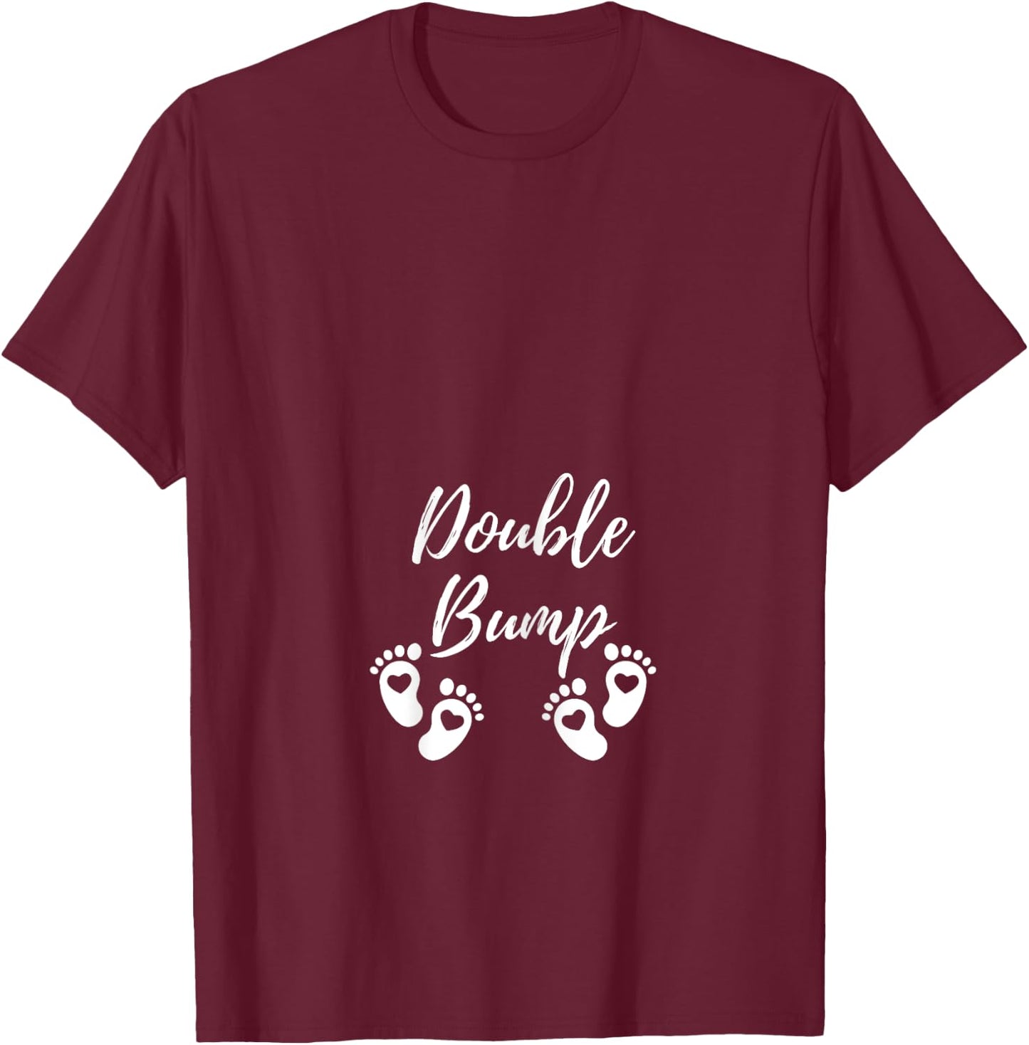 Maternity Top Double Bump Twin Pregnancy Announcement T-Shirt - T-Shirt | Maroon