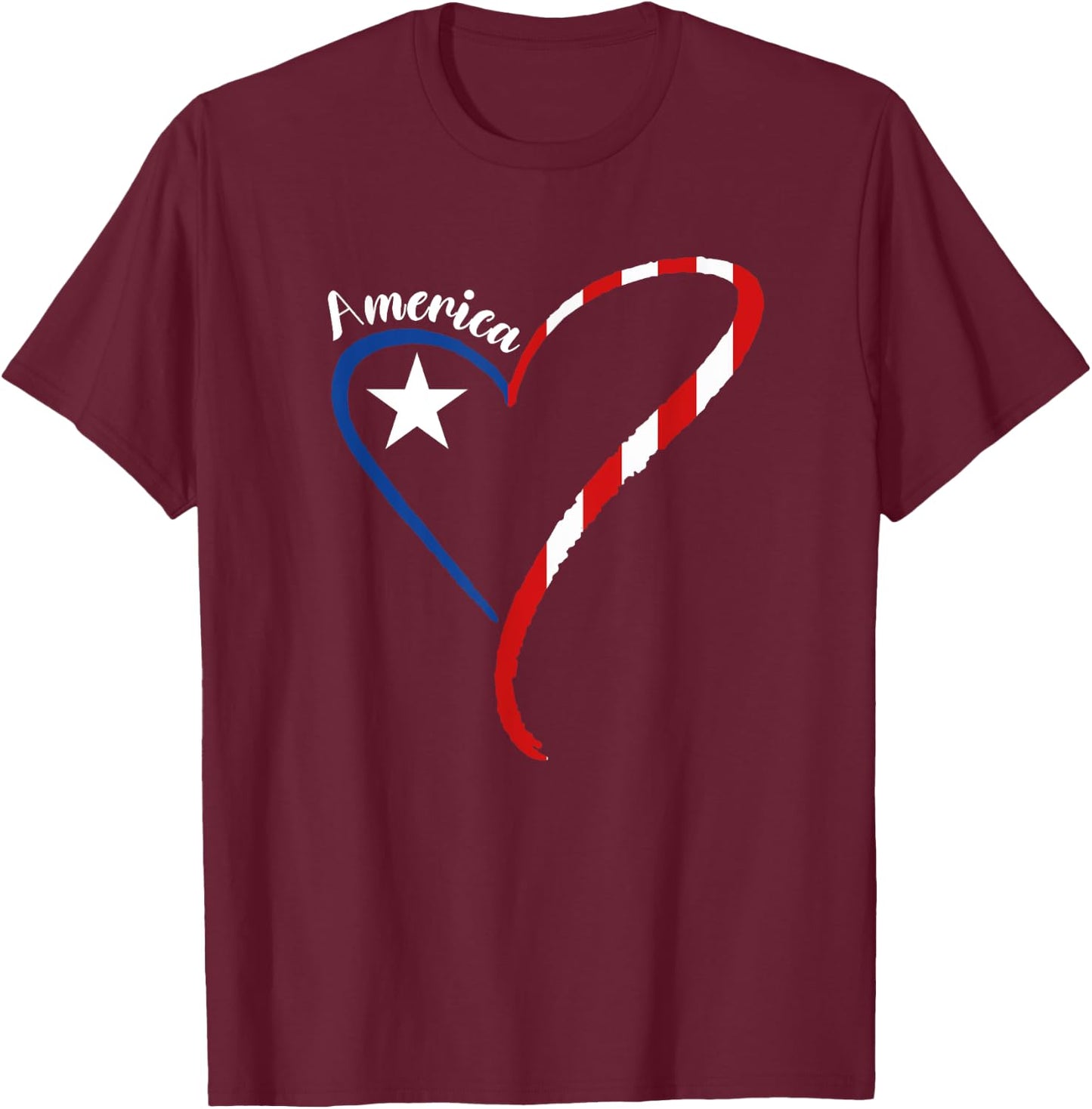 America Heart American Flag 4th of July USA Patriotic Men T-Shirt - T-Shirt | Maroon