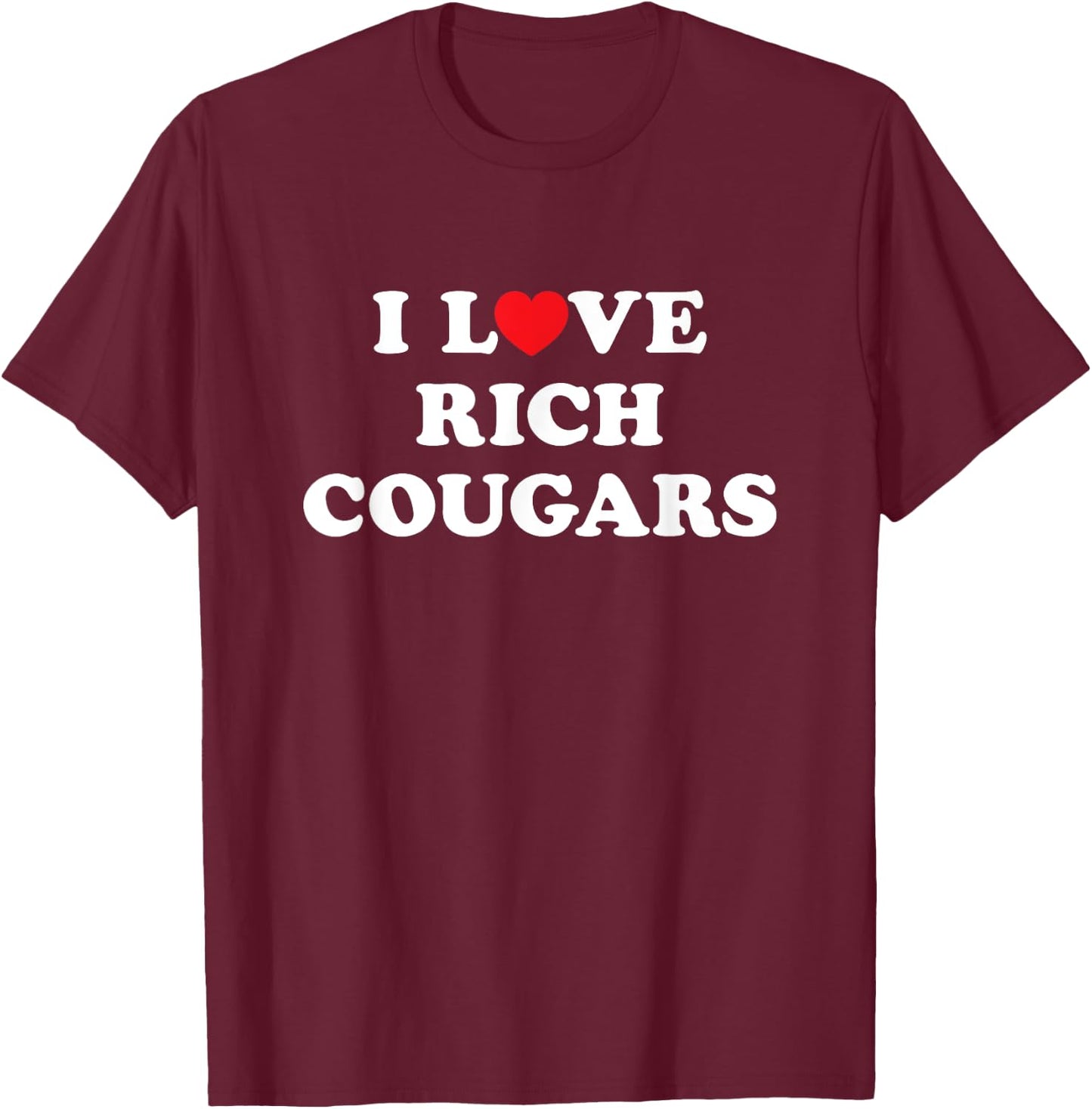 I Love Heart Rich Cougars T-Shirt - T-Shirt | Maroon