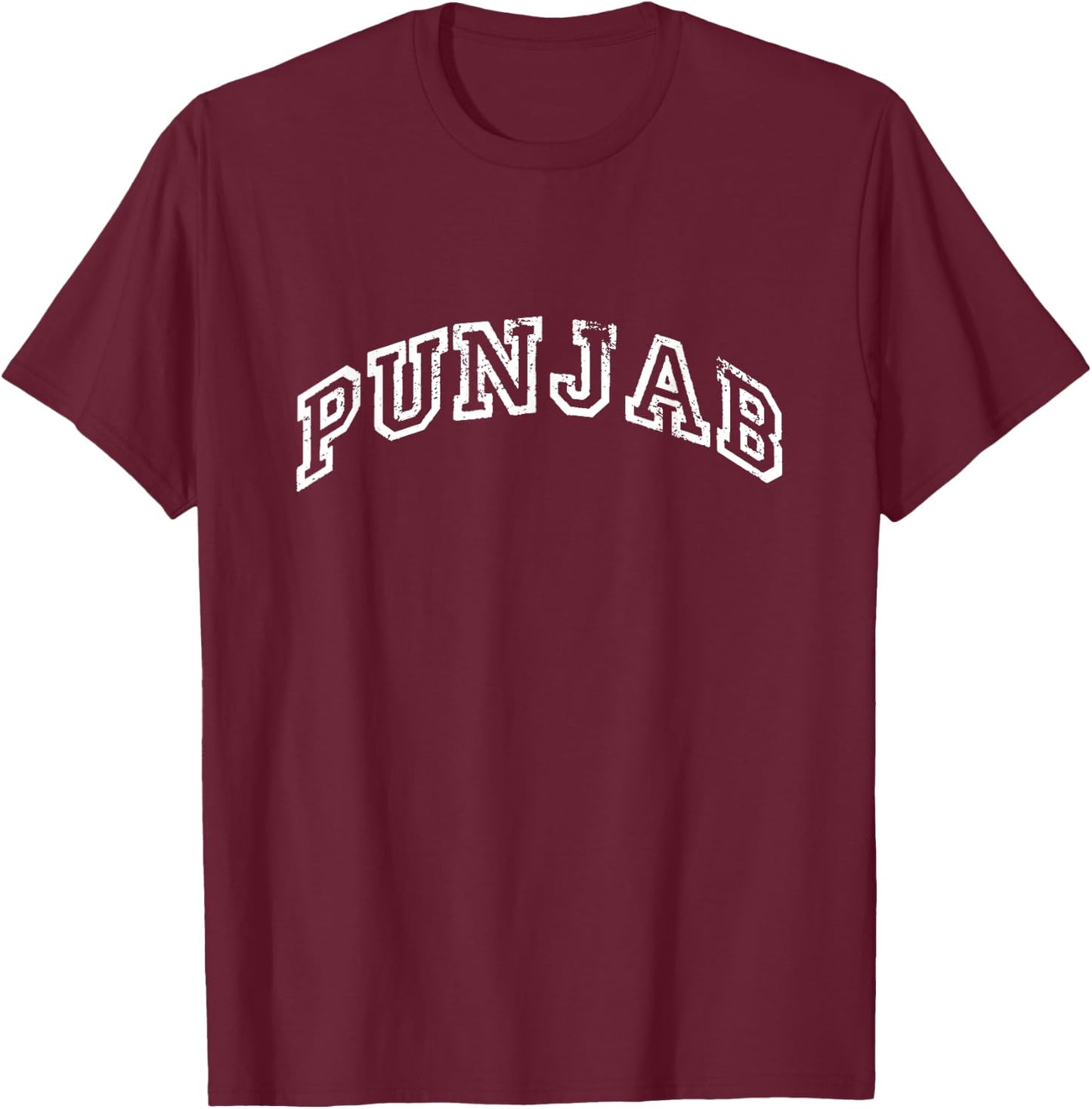 Punjab Minimalist Vintage Inspired Retro Varsity Style T-Shirt - T-Shirt | Maroon