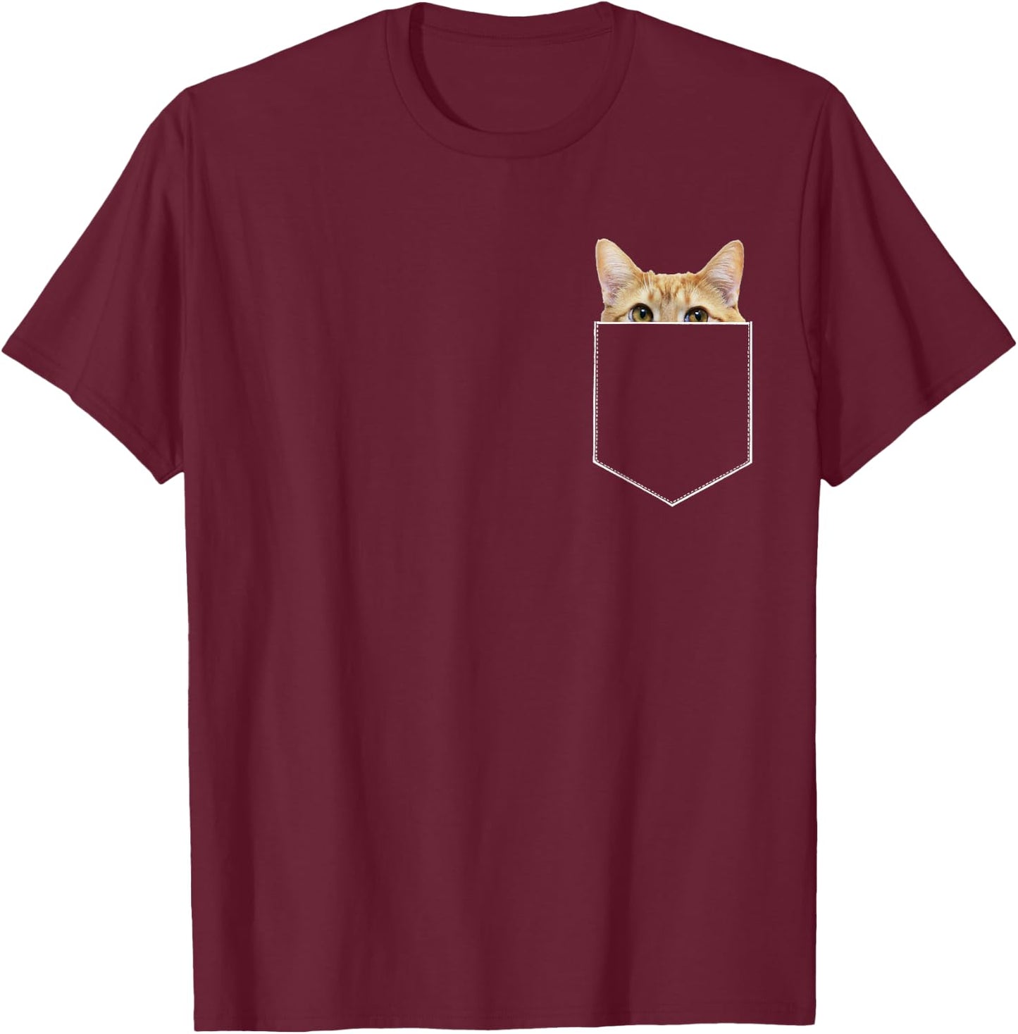 Peeking Fake Pocket Kitty Cat Cute for Boy Girl Gift T-Shirt - T-Shirt | Maroon