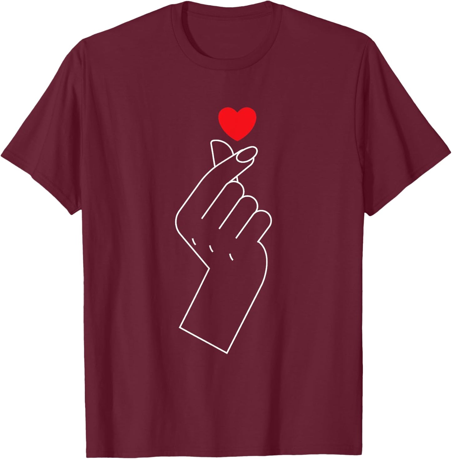 Finger Heart T-Shirt - T-Shirt | Maroon