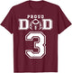 Custom Proud Football Dad Number 3 Personalized T-Shirt - T-Shirt | Maroon