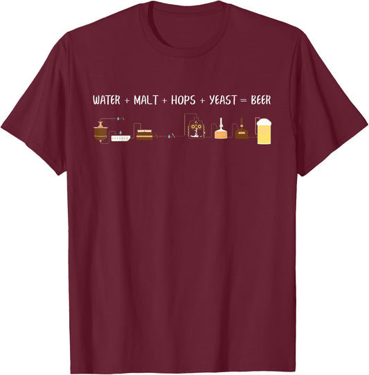 Craft Beer Making Cycle Diagram For Homebrew Funny T-Shirt - T-Shirt | Maroon