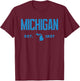 Michigan Retro Est Date Love Michigan Best State T-Shirt - T-Shirt | Maroon