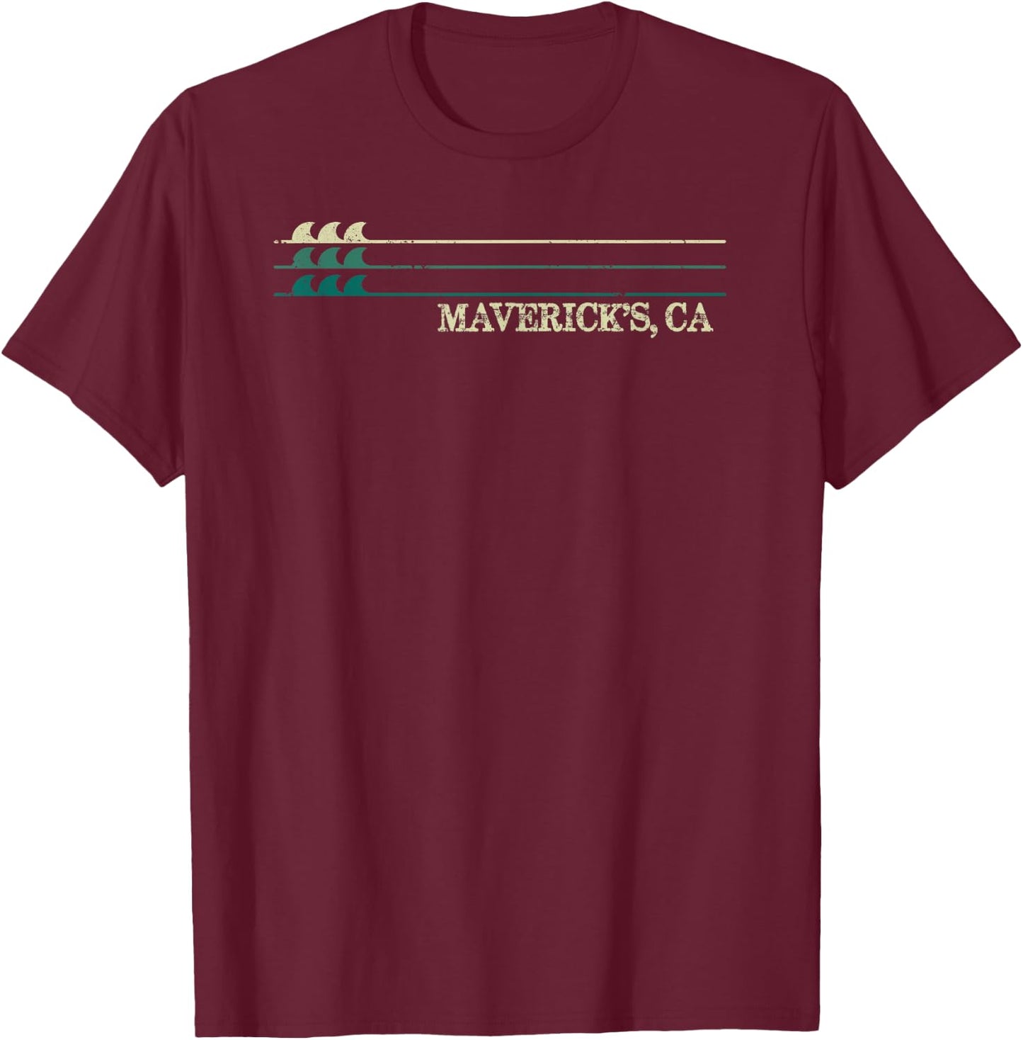 Maverick's California Break Surfing Retro Wave T-Shirt - T-Shirt | Maroon