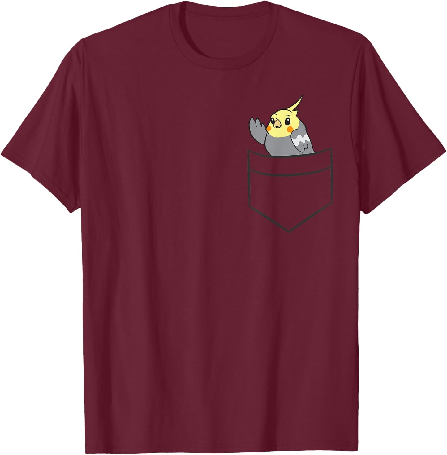 Cockatiel In a Pocket Cute Pocket Cockatiel T-Shirt - T-Shirt | Maroon