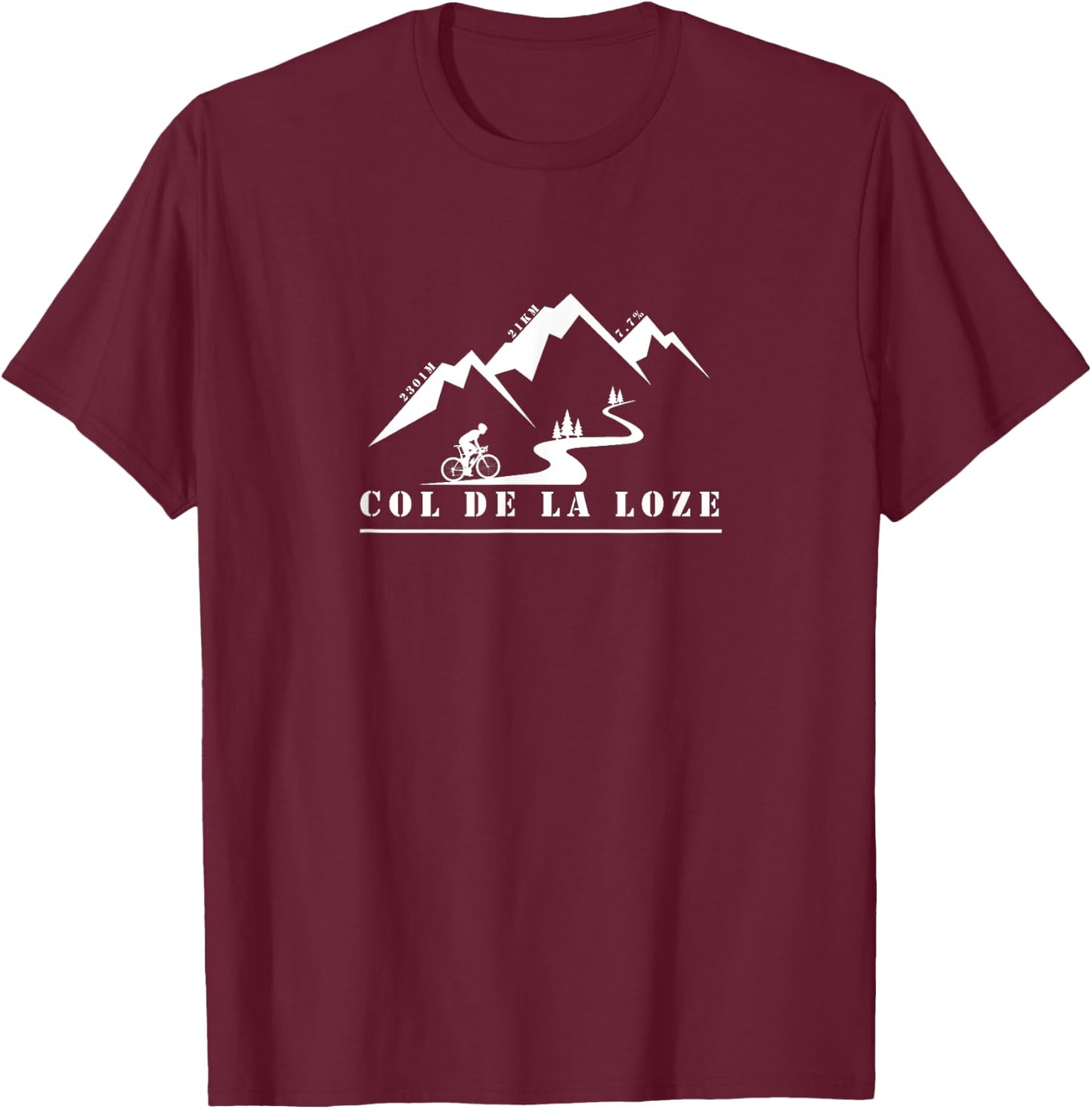 Col de la Loze Bicycle Bike France Tour Alps T-Shirt - T-Shirt | Maroon