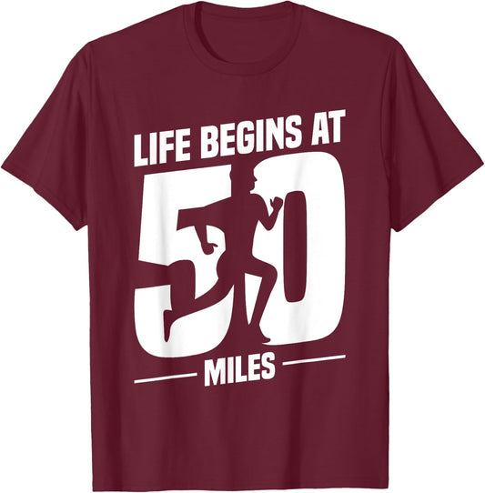 50 Miles Ultrarunning Ultra Marathon Runner Ultramarathon T-Shirt - T-Shirt | Maroon