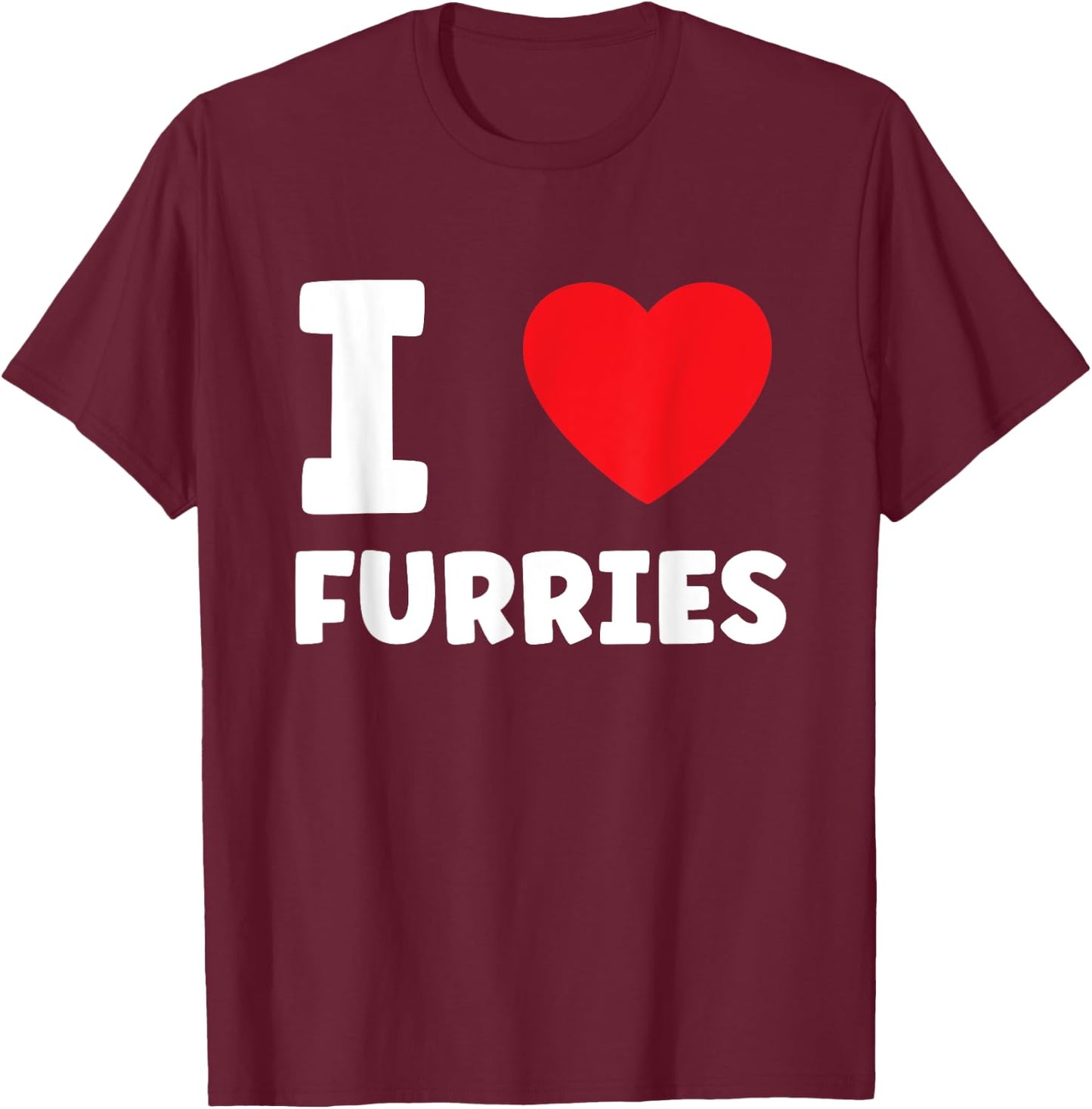 Cute I Heart Furries Furry Fandom Love T-Shirt - T-Shirt | Maroon