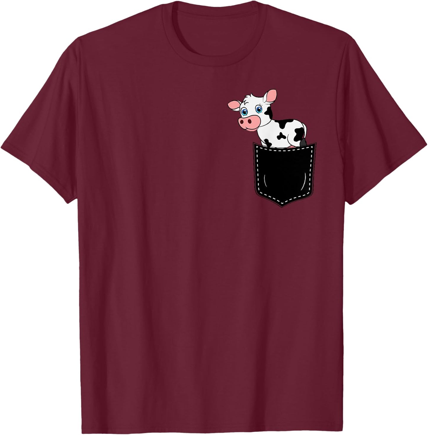 Pocket Animal Cute Cow Funny Cow Lover Adorable Pocket Cow T-Shirt - T-Shirt | Maroon