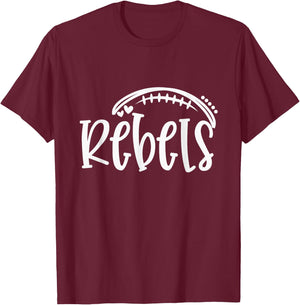 Rebel Pride Football School Spirit Game Day T-Shirt - T-Shirt | Maroon