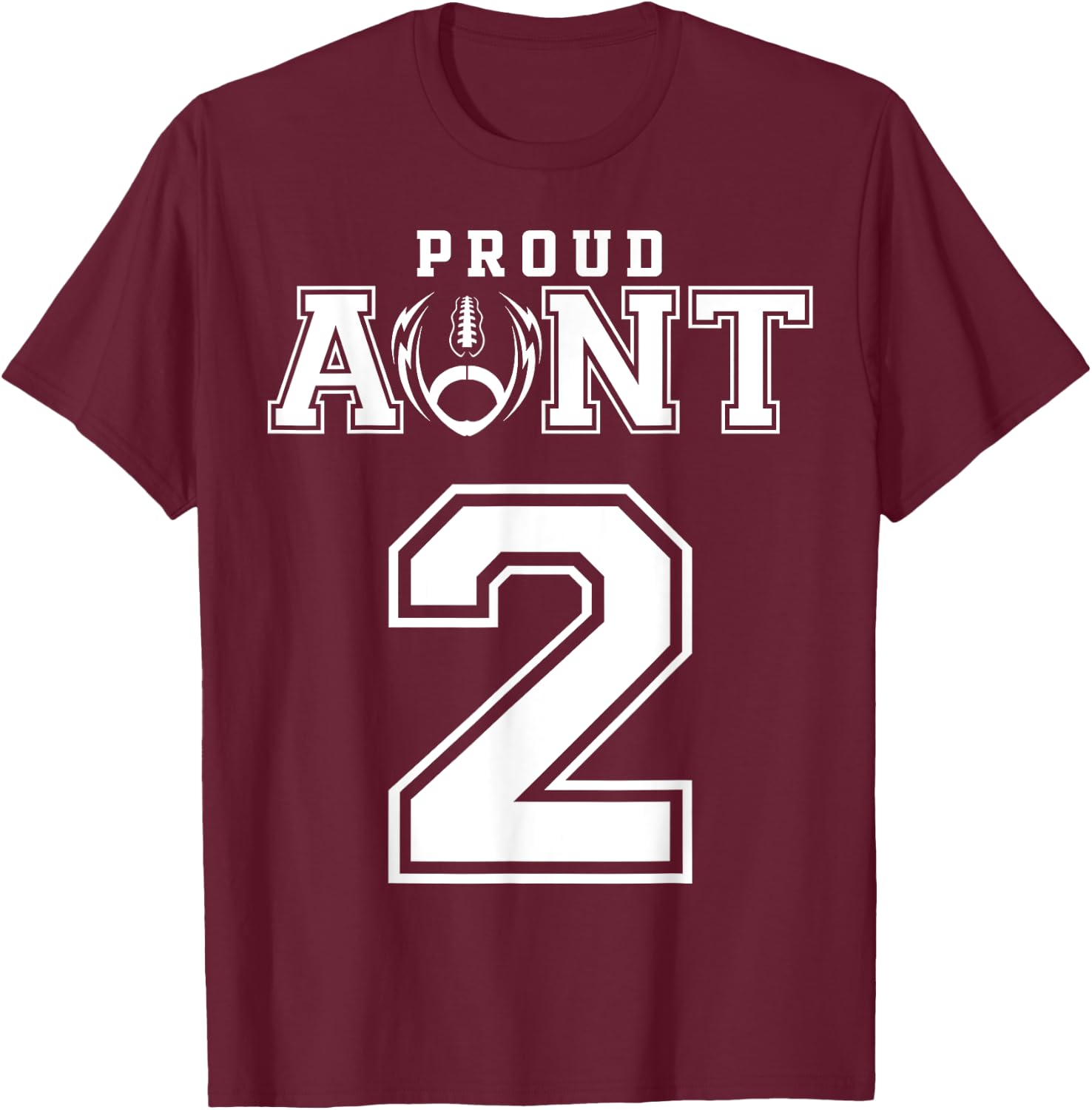 Custom Proud Football Aunt Number 2 Personalized T-Shirt - T-Shirt | Maroon