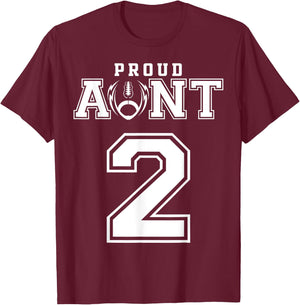 Custom Proud Football Aunt Number 2 Personalized T-Shirt - T-Shirt | Maroon