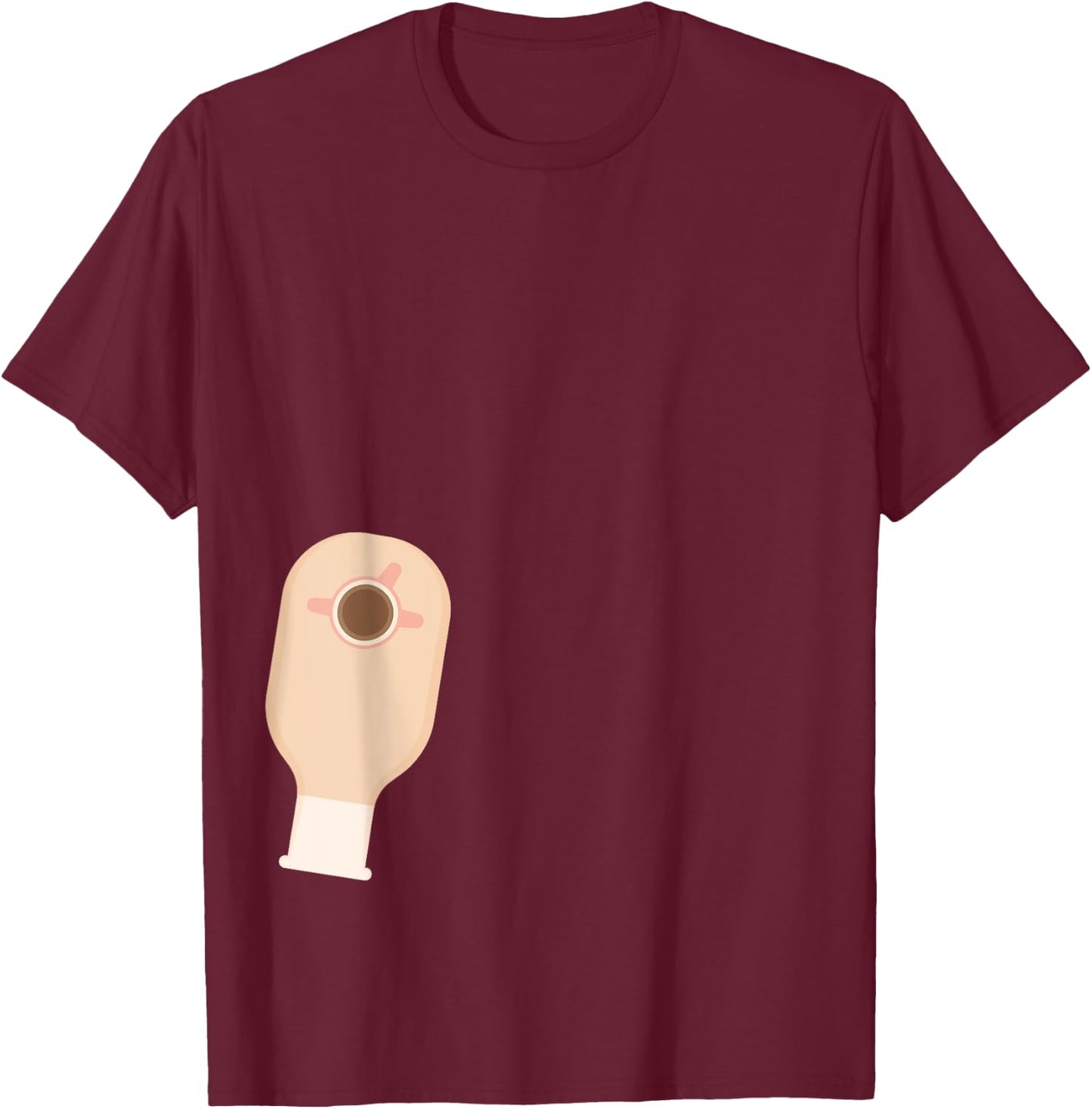 Funny Diverticulitis Bowel Cancer, IBD Ostomy Colostomy Bag T-Shirt - T-Shirt | Maroon