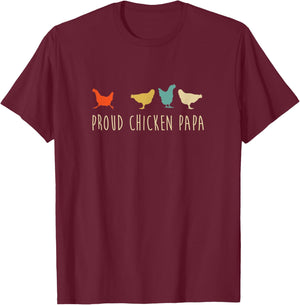 Funny Vintage Chickens Shirt_ Proud Chicken Papa Pet Gift T-Shirt - T-Shirt | Maroon