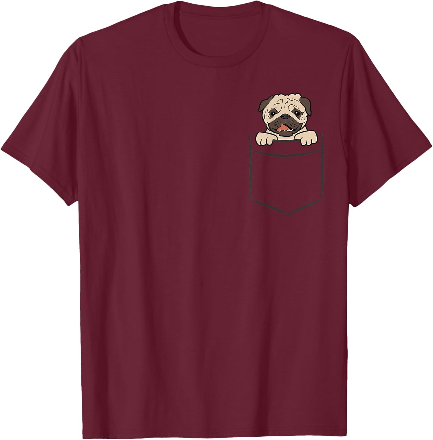 Pug Dog In Pocket Cute Pocket Pug Women Girls Kids T-Shirt - T-Shirt | Maroon
