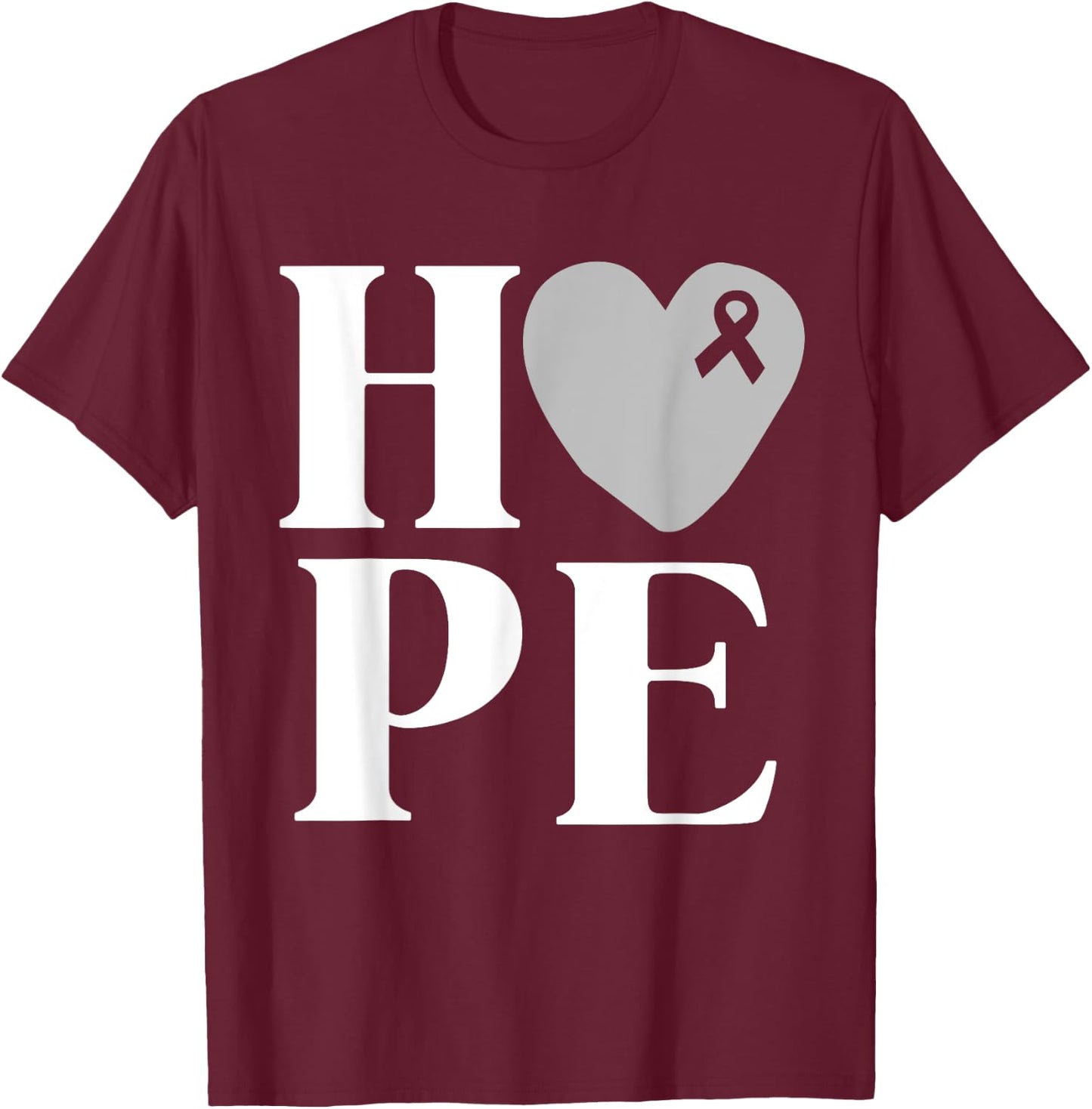 Brain Cancer Awareness Shirt Hope Grey Ribbon Awareness T-Shirt - T-Shirt | Maroon