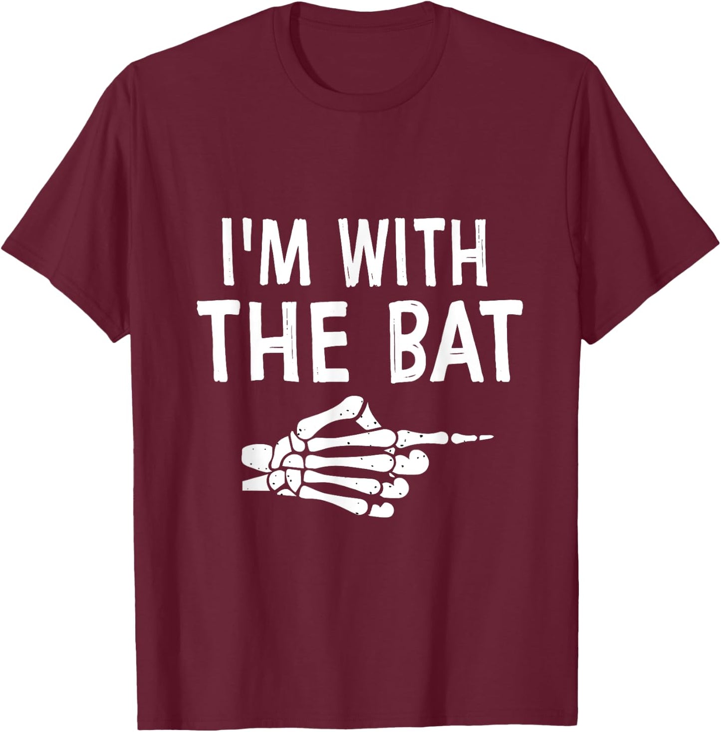 I'm With The Bat Funny Matching Couple Halloween Costume T-Shirt - T-Shirt | Maroon
