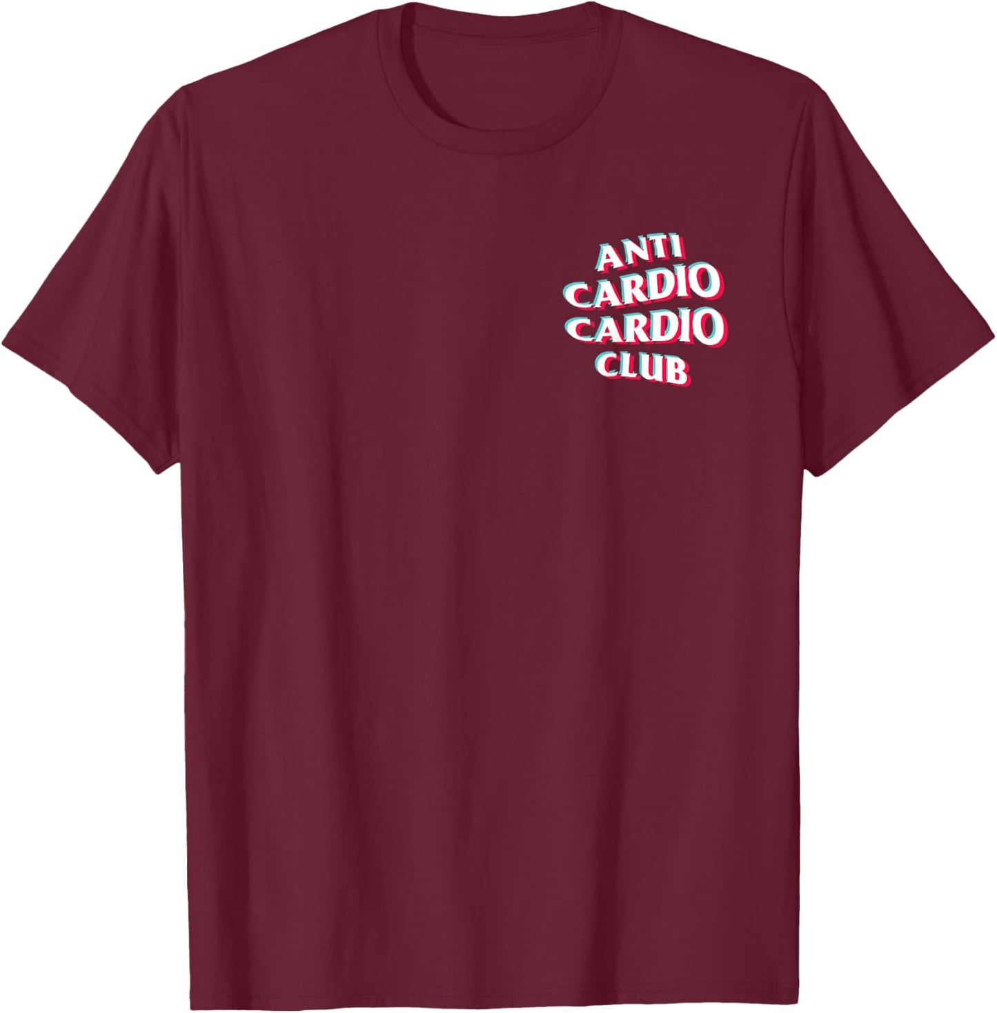Anti Cardio Cardio Club: Trippy anaglyph Logo T-Shirt - T-Shirt | Maroon