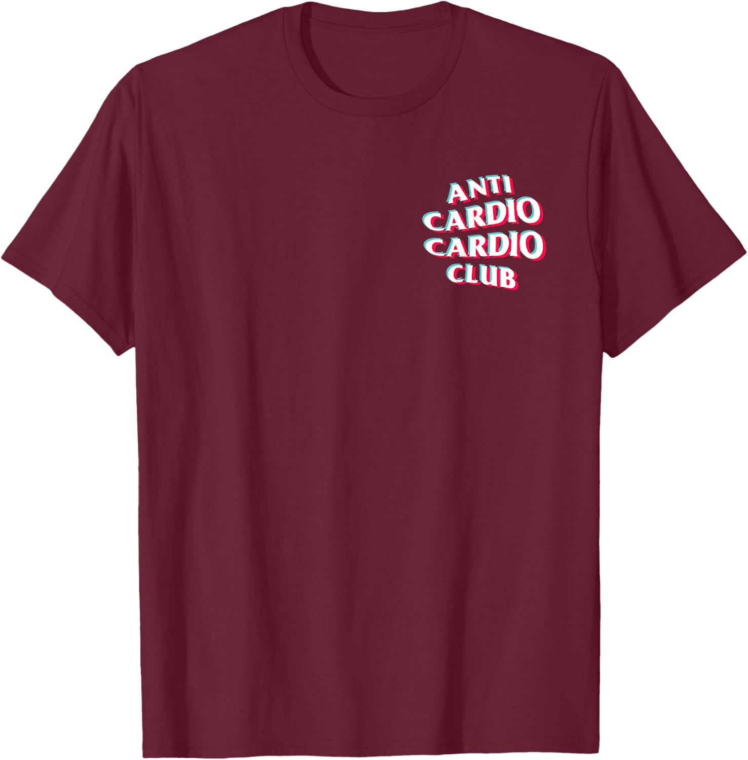 Anti Cardio Cardio Club: Trippy anaglyph Logo T-Shirt - T-Shirt | Maroon