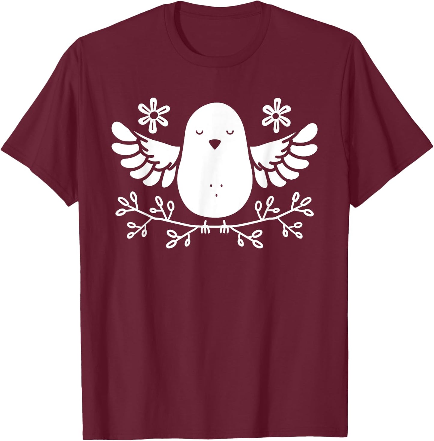 Bird small Dove of peace minimalist simple Dove T-Shirt - T-Shirt | Maroon